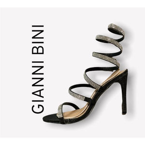 GIANNI BINI SPARKLY SWIRLY HEELS SIZE 8.5 BLACK AND SILVER